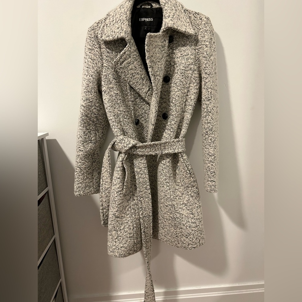 Express white/grey trench coat size small brand new